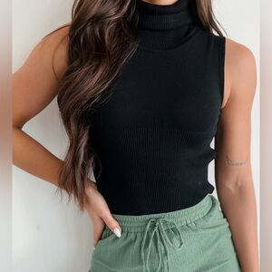 Black Turtleneck Sweater Tank